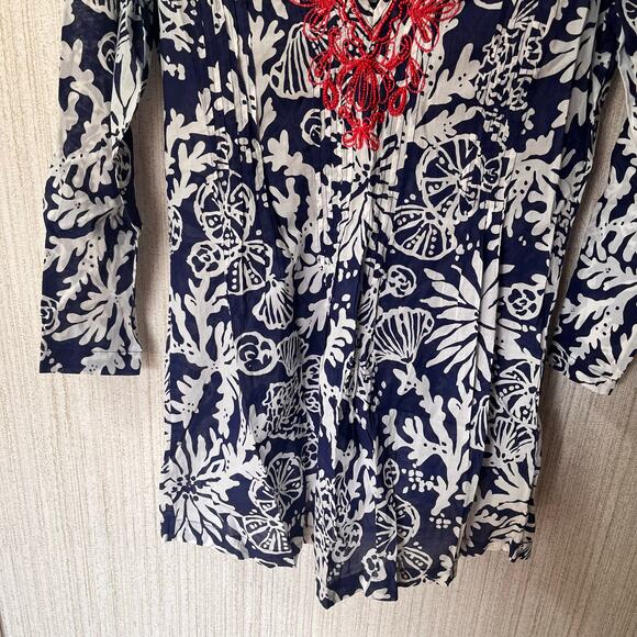 Lilly Pulitzer Blue And White‎ Sarasota Beaded Tunic Size XS - Picture 3 of 11